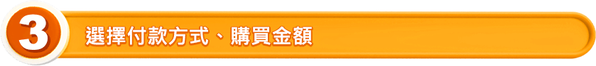 選擇付款方式、購買金額