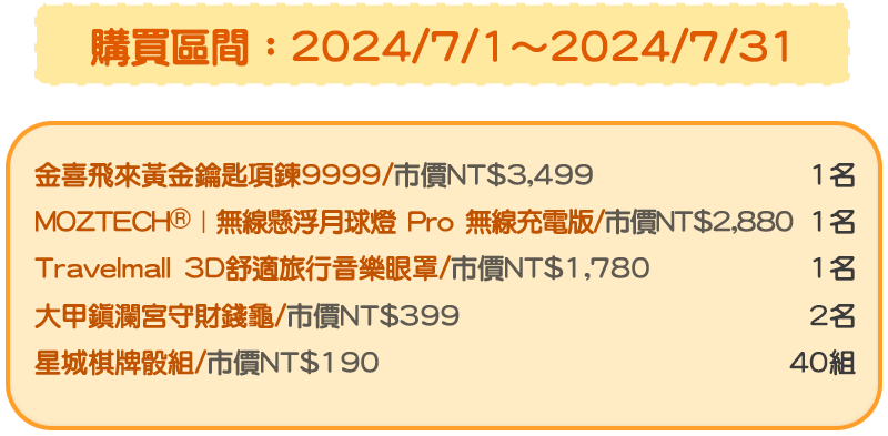 購買區間：2024/7/1～2024/7/31