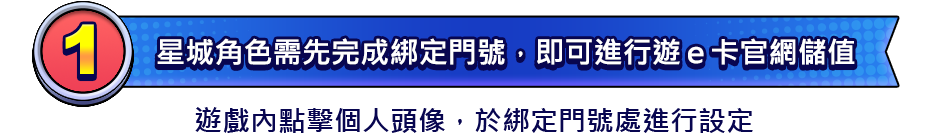 星城角色需先完成綁定門號，即可進行遊e卡官網儲值